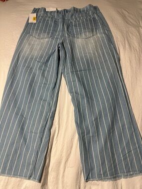 Westbound Light Blue Pinstriped Wide-Leg Jeans